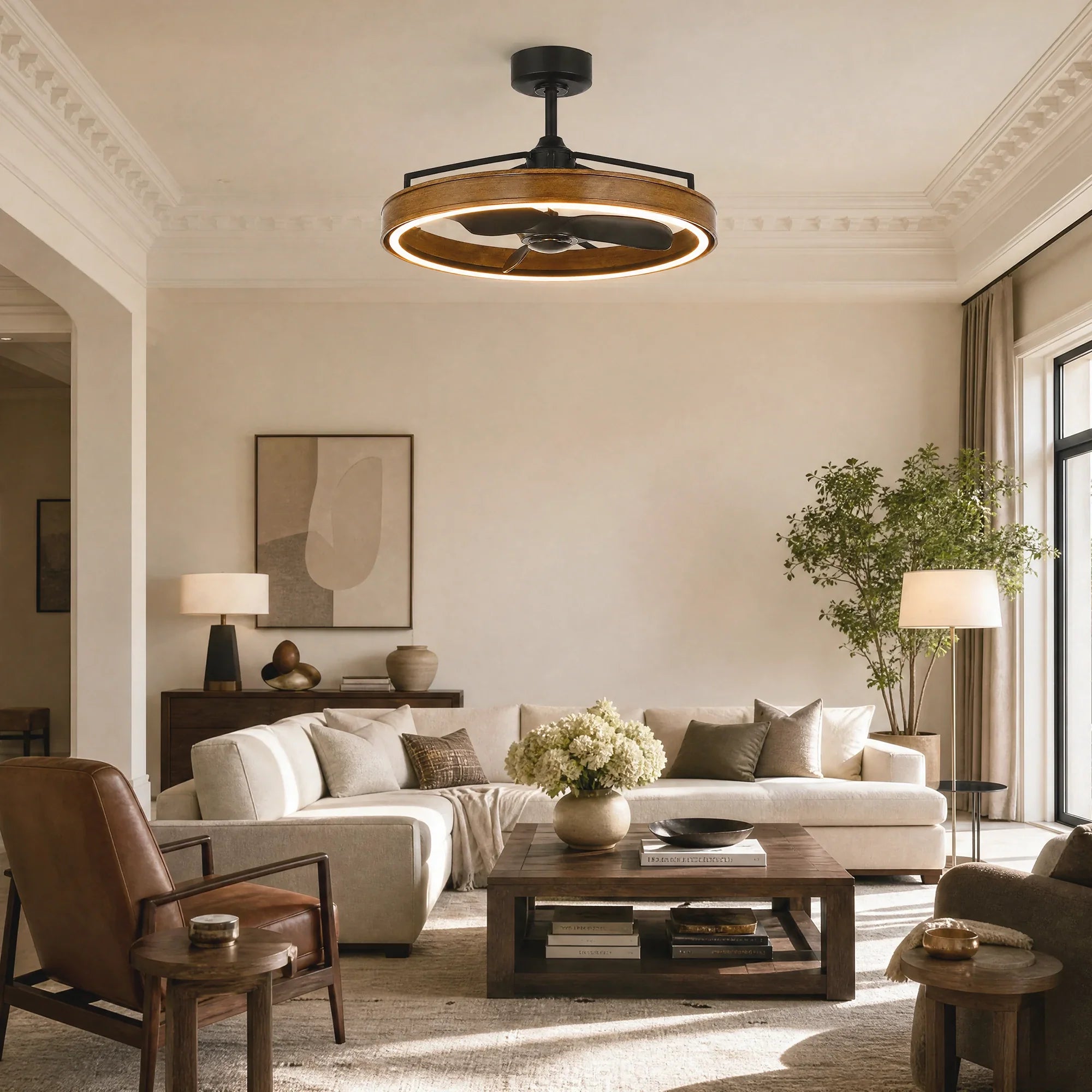BEXLEY Ceiling Fan Ø69 cm with LED Light and Hidden Blades