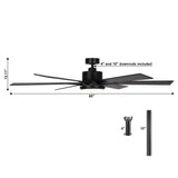 65" Amold Industrial Downrod Mount Ceiling Fan with Lighting and Remote Control - Parrot Uncle UK