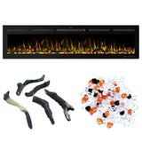 1880mm 74" EF74R Pro Wall Mounted Electric Fire with 13 Flame Colors Built-In Electric Fire with Remote Control 750/1500W