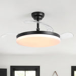 Cielo Ultra-Quiet DC Motor Black Ceiling Fan Ø100 cm with 3 Retractable Blades and LED Light