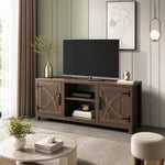 147cm/58" Brown TV Stand with Closed Storage, Storage Cabinet with Adjustable Shelves, Fits Up to 65" TVs