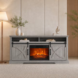 173cm/68" Farmhouse Grey TV Stand with 23" Electric Fireplace Inset