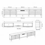 Noxen 115''/292cm Living Room TV Stand with 36''/91cm Recessed Electric Fireplace