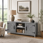 147cm/58" Grey TV Stand with Closed Storage, Storage Cabinet with Adjustable Shelves, Fits Up to 65" TVs