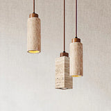 Wabi Sabi Travertine Stone Pendant Lights, Ø 15cm, Natural Stone LED Ceiling Light