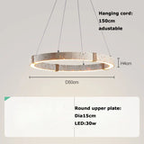 Elegant Ringo Travertine Stone Pendant Lights, Ø 40cm, Natural Stone Ring Chandelier LED Ceiling Light