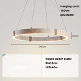 Elegant Ringo Travertine Stone Pendant Lights, Ø 40cm, Natural Stone Ring Chandelier LED Ceiling Light
