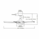 Ella Quiet Ceiling Fan White 106cm (42”) with 5 Blades and LED Light