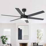 60" DC Motor 6 Blades Modern Downrod Mount Ceiling Fan with Remote Control - Parrot Uncle UK