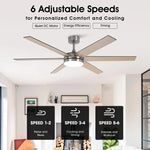 60" DC Motor 6 Blades Modern Downrod Mount Ceiling Fan with Remote Control - Parrot Uncle UK