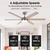 60" DC Motor 6 Blades Modern Downrod Mount Ceiling Fan with Remote Control - Parrot Uncle UK