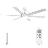 60" DC Motor 6 Blades Modern Downrod Mount Ceiling Fan with Remote Control - Parrot Uncle UK