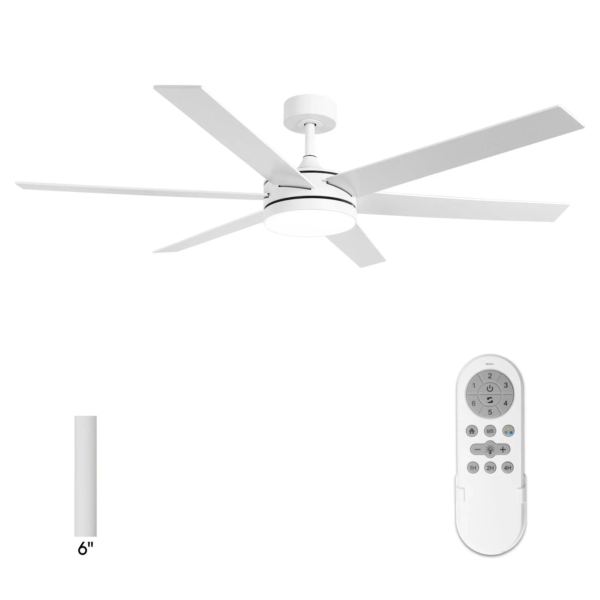60" DC Motor 6 Blades Modern Downrod Mount Ceiling Fan with Remote Control - Parrot Uncle UK