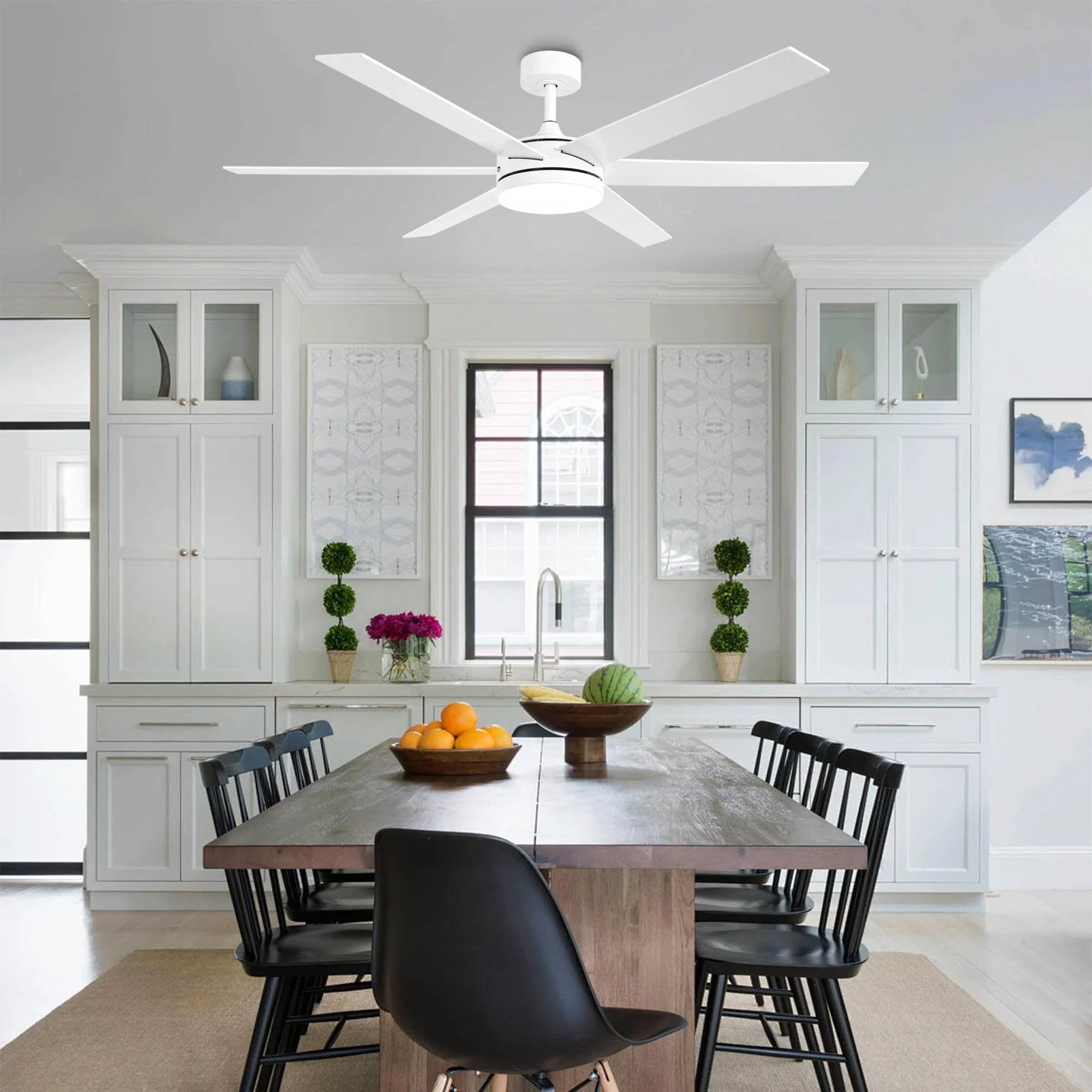 60" DC Motor 6 Blades Modern Downrod Mount Ceiling Fan with Remote Control - Parrot Uncle UK