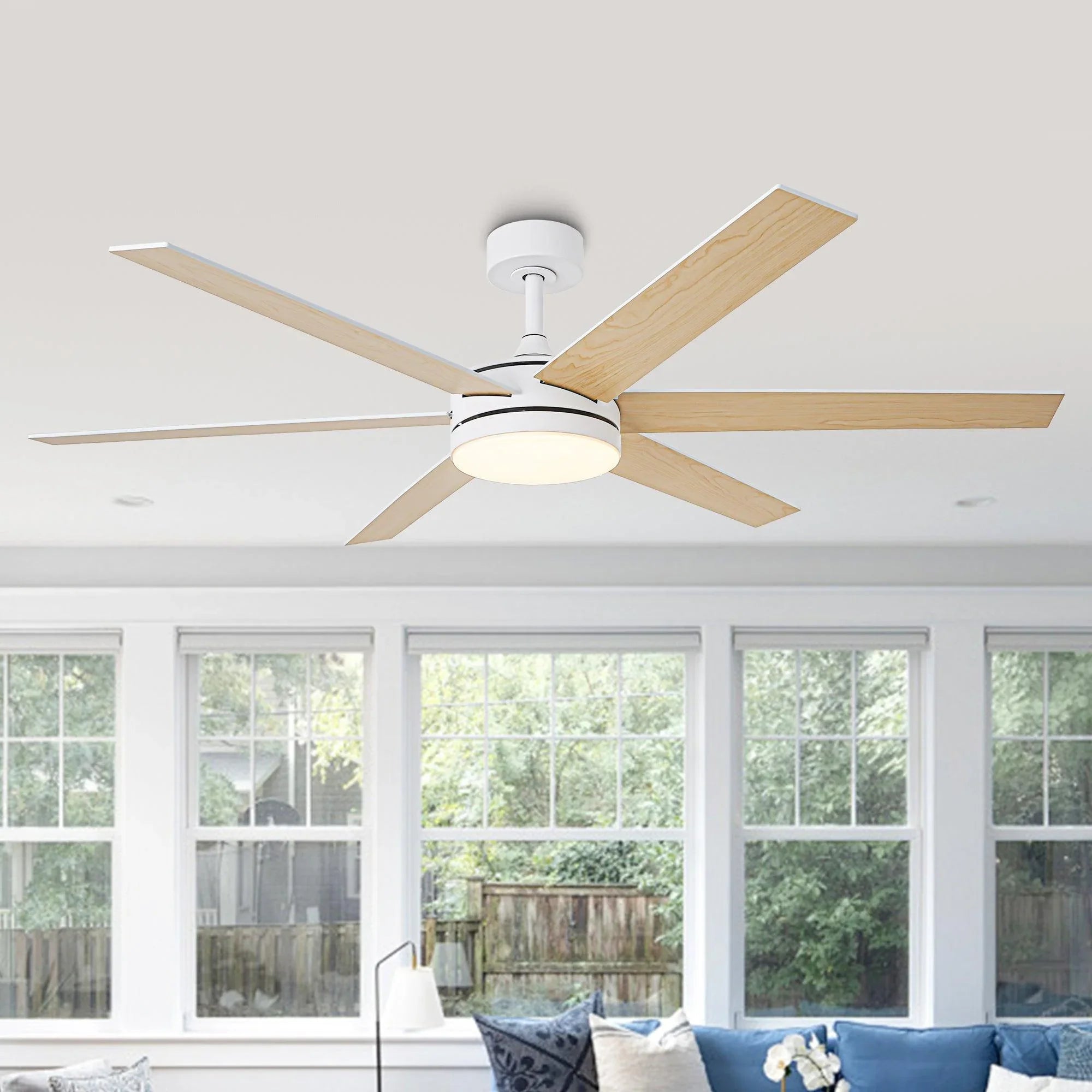 152cm (60") Volga DC Motor 6 Blades Modern Downrod Mount Ceiling Fan with Remote Control