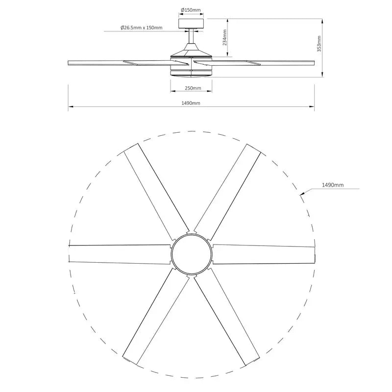 60" DC Motor 6 Blades Modern Downrod Mount Ceiling Fan with Remote Control - Parrot Uncle UK