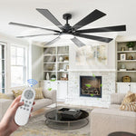 72 Inch Elbe Modern Downrod Mount Ceiling Fan with Light and Remote Control - Parrot Uncle UK
