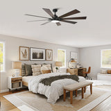 72 Inch Elbe Modern Downrod Mount Ceiling Fan with Light and Remote Control - Parrot Uncle UK
