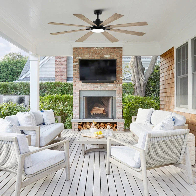 72 Inch Elbe Modern Downrod Mount Ceiling Fan with Light and Remote Control - Parrot Uncle UK