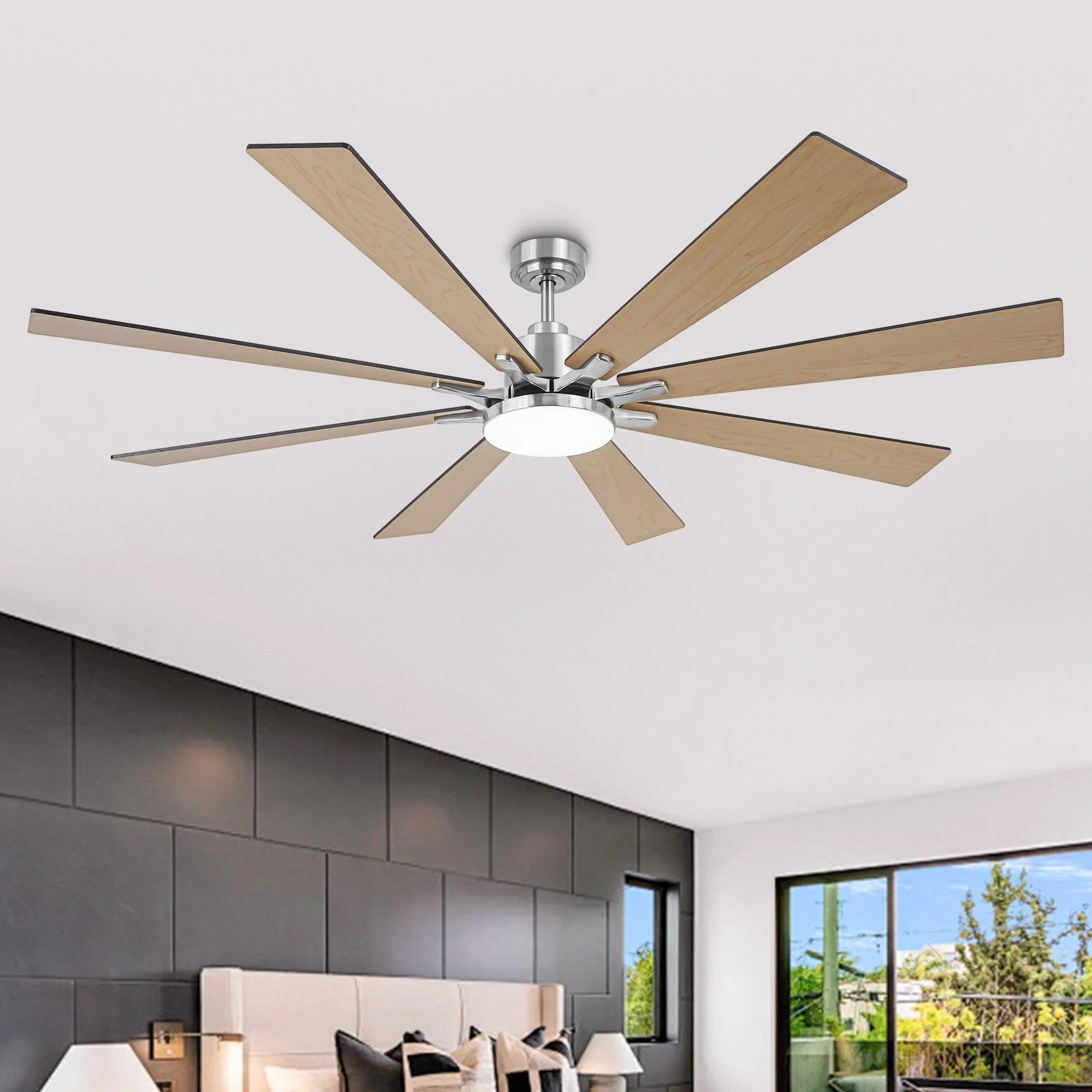 72 Inch Elbe Modern Downrod Mount Ceiling Fan with Light and Remote Control - Parrot Uncle UK