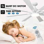 72 Inch Elbe Modern Downrod Mount Ceiling Fan with Light and Remote Control - Parrot Uncle UK