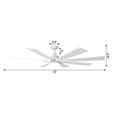 72 Inch Elbe Modern Downrod Mount Ceiling Fan with Light and Remote Control - Parrot Uncle UK