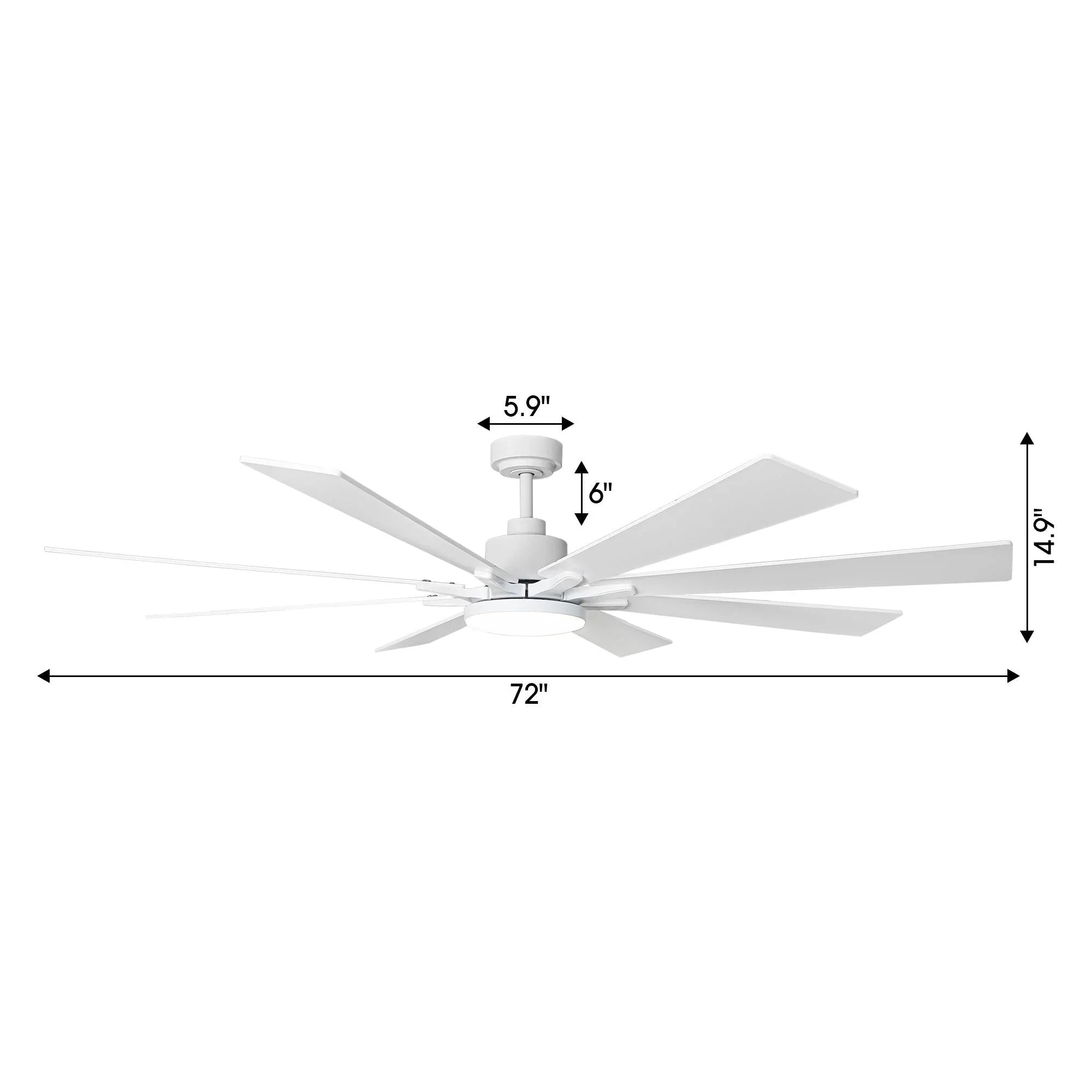 72 Inch Elbe Modern Downrod Mount Ceiling Fan with Light and Remote Control - Parrot Uncle UK