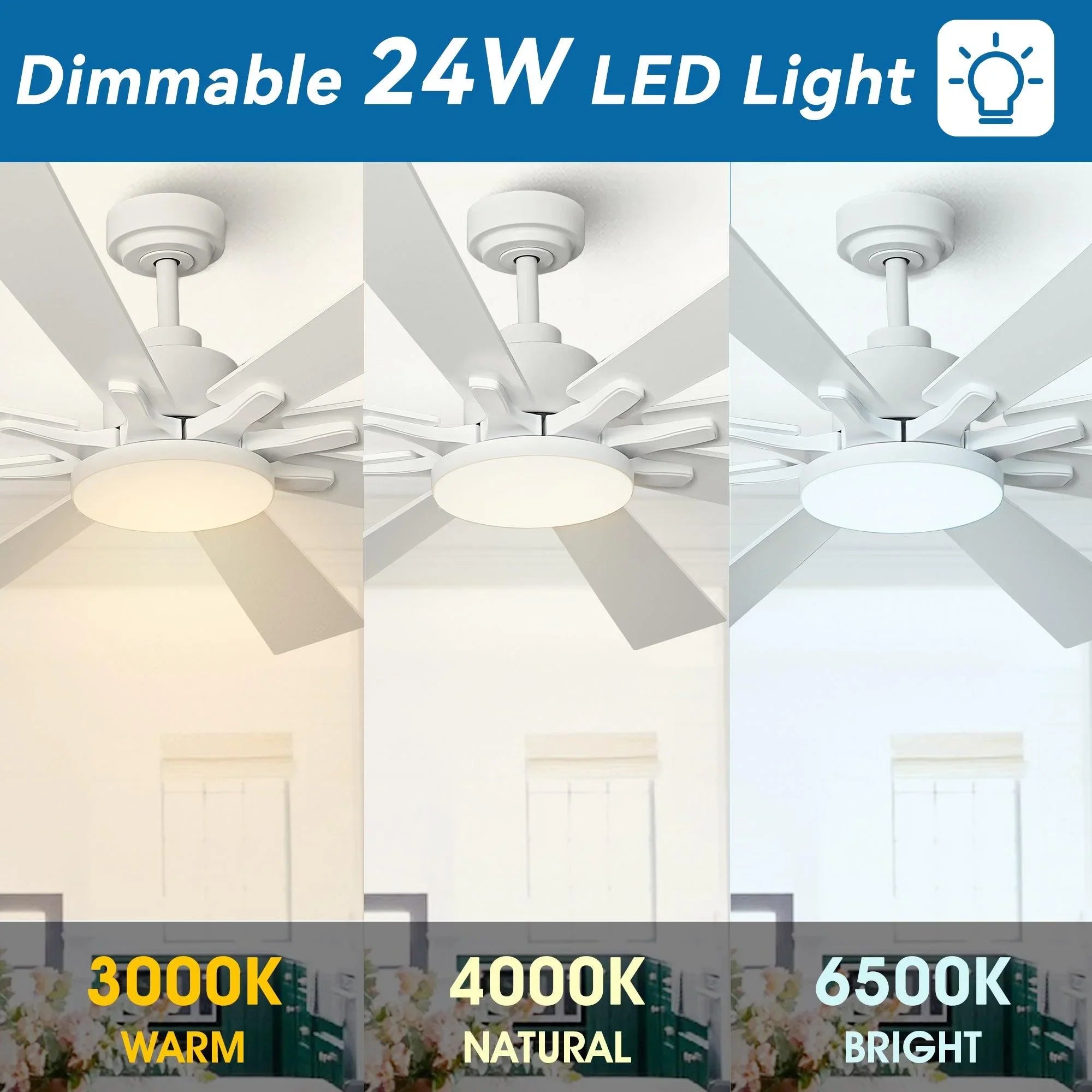 72 Inch Elbe Modern Downrod Mount Ceiling Fan with Light and Remote Control - Parrot Uncle UK