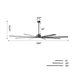 84 Inch 100 Inch Black HVLS Fan LED Large Ceiling Fan with Remote Control - Parrot Uncle UK