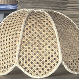 Scalloped Rattan Flush Ceiling Light - Boho Perforated Weave Design for Living & Bedroom