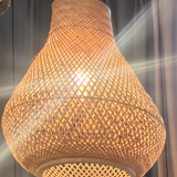 Pear-Shaped Rattan Pendant Ceiling Light - Diamond Weave Design for Warm Boho Interiors
