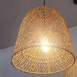 Boho Rattan Bell Ceiling Light - Warm Glow Ceiling Lamp for Living & Dining Areas