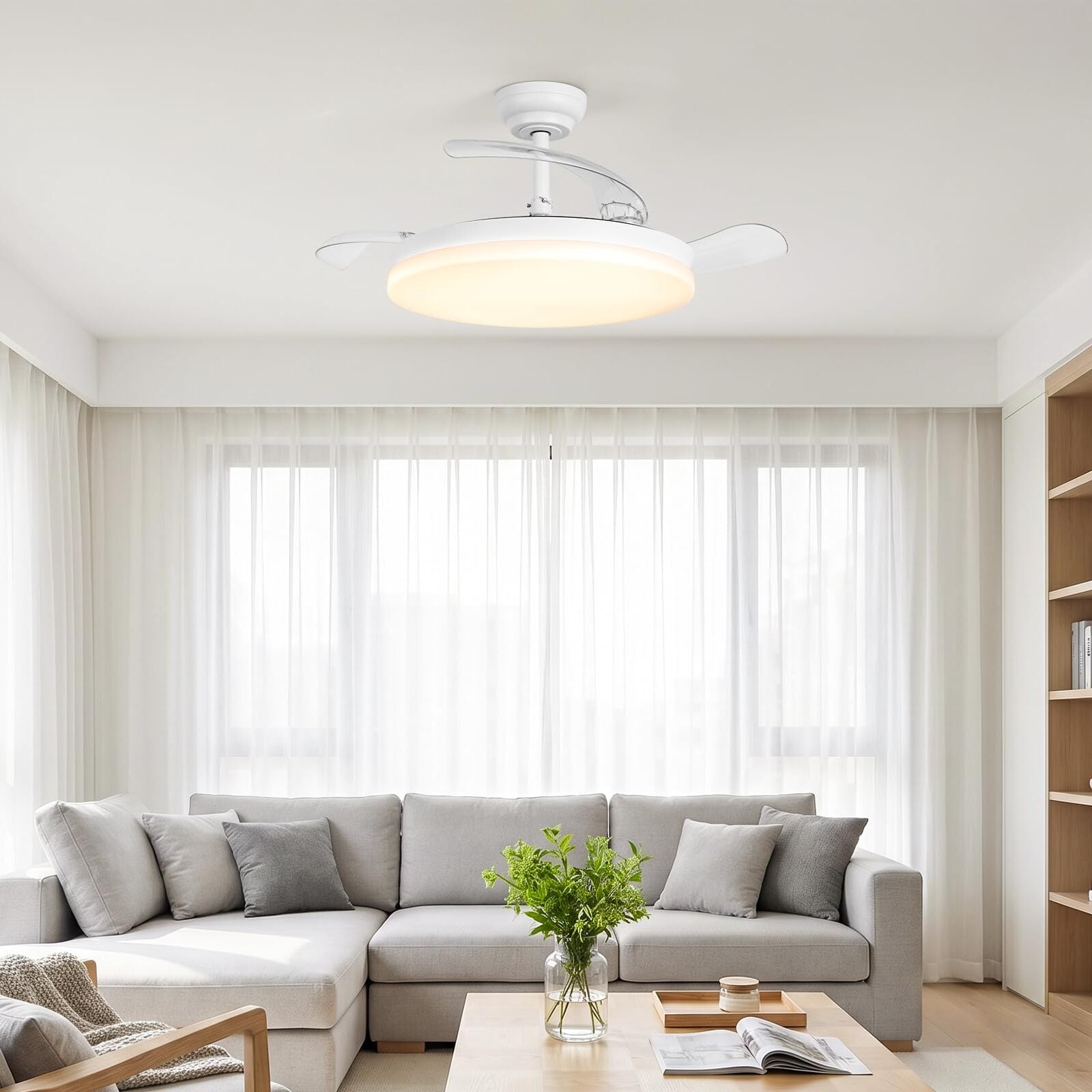 Cielo Ultra-Quiet DC Motor Ceiling Fan Ø100 cm with 3 Retractable Blades and LED Light