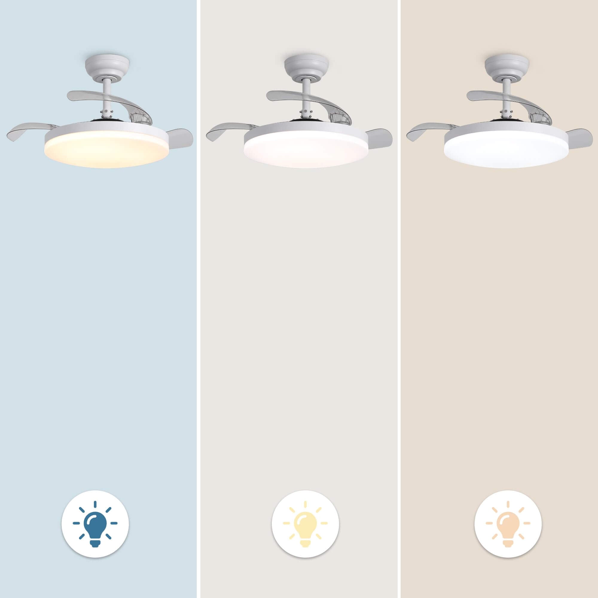Raydon Ultra-Quiet DC Motor Ceiling Fan Ø106 cm with Retractable Blades and LED Light