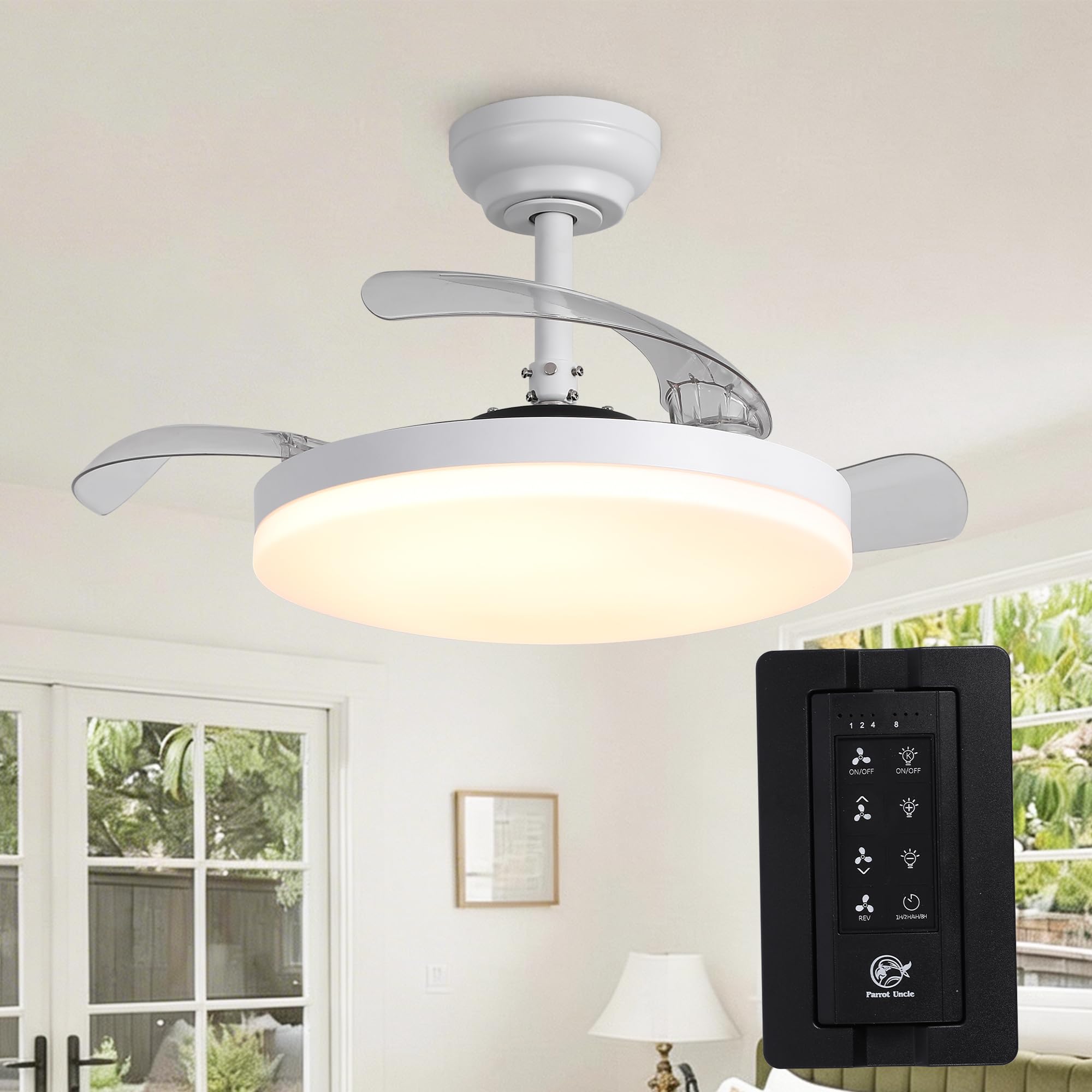 Raydon Ultra-Quiet DC Motor Ceiling Fan Ø91 cm with Retractable Blades and LED Light