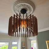 Handmade Mid Century Modern Wood Pendant Light