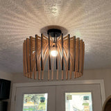 Handmade Mid Century Modern Wood Pendant Light