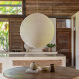 EMPIRE Off-White Ø 50 cmLinen Pendant Lamp Shade Scandinavian Japandi Natural Lighting Fixture