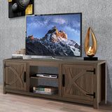147cm Brown TV Stand with Closed Storage, Storage Cabinet with Adjustable Shelves, Fits Up to 65" TVs