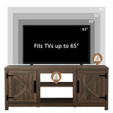147cm Brown TV Stand with Closed Storage, Storage Cabinet with Adjustable Shelves, Fits Up to 65" TVs