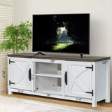 147cm White TV Stand with Closed Storage, Storage Cabinet with Adjustable Shelves, Fits Up to 65" TVs