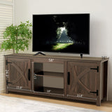 147cm Brown TV Stand with Closed Storage, Storage Cabinet with Adjustable Shelves, Fits Up to 65" TVs