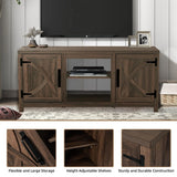147cm Brown TV Stand with Closed Storage, Storage Cabinet with Adjustable Shelves, Fits Up to 65" TVs