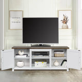147cm White TV Stand with Closed Storage, Storage Cabinet with Adjustable Shelves, Fits Up to 65" TVs