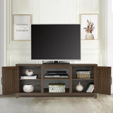 147cm Brown TV Stand with Closed Storage, Storage Cabinet with Adjustable Shelves, Fits Up to 65" TVs