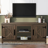 147cm Brown TV Stand with Closed Storage, Storage Cabinet with Adjustable Shelves, Fits Up to 65" TVs