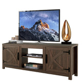 147cm Brown TV Stand with Closed Storage, Storage Cabinet with Adjustable Shelves, Fits Up to 65" TVs
