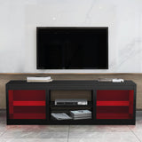 168cm Black LED TV Stand with Electric Fire Fits Up to 75" TVs with LED Shelf Lighting