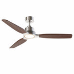 Louise Brushed Nickel/Dark Walnut Ceiling Fan Ø142 cm with 100% Solid Wood Blades