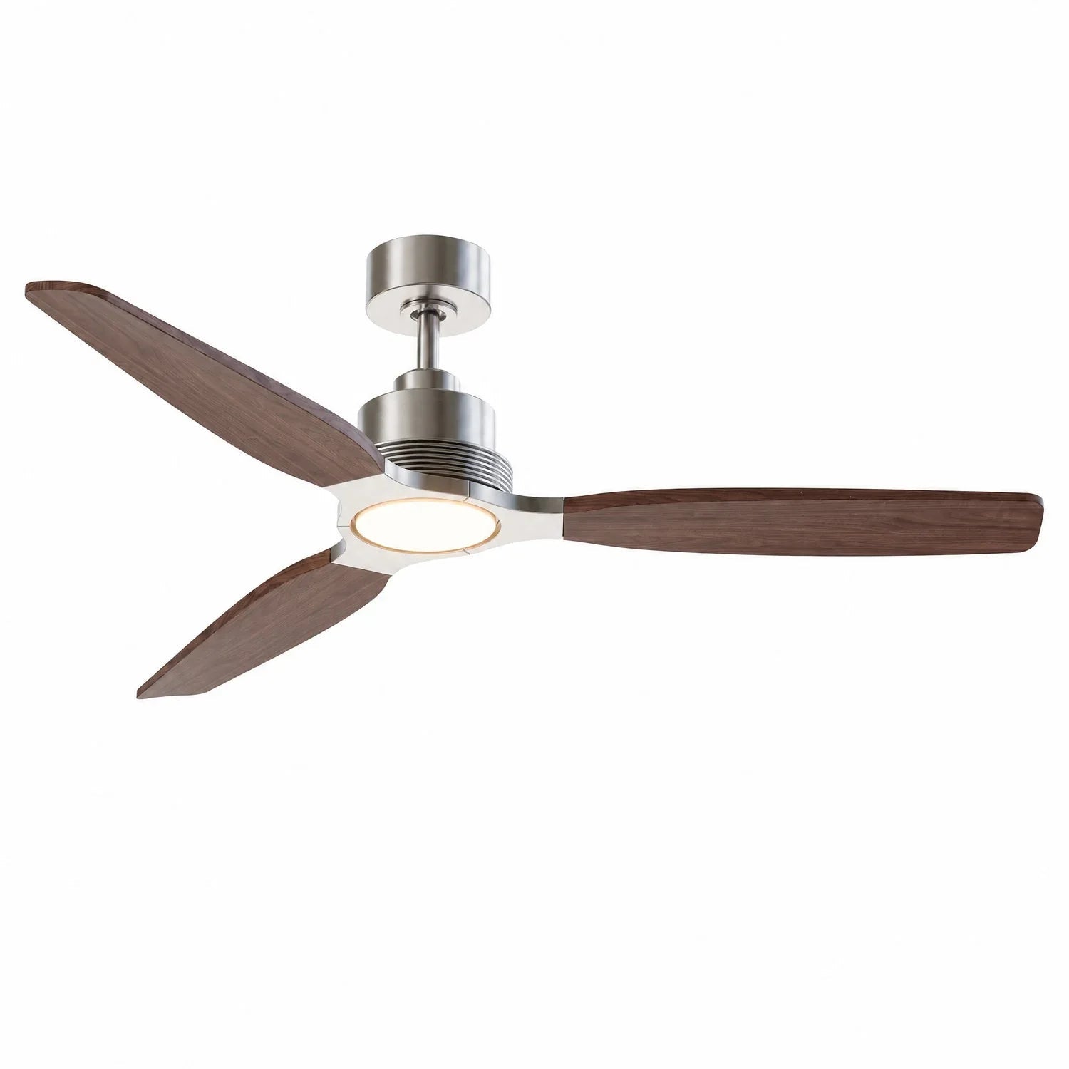 Louise Brushed Nickel/Dark Walnut Ceiling Fan Ø142 cm with 100% Solid Wood Blades